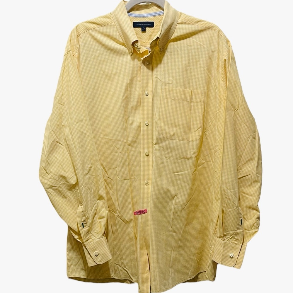Tommy Hilfiger Men’s Long Sleeve Size XL (17) Yellow & White Button Down Shirt